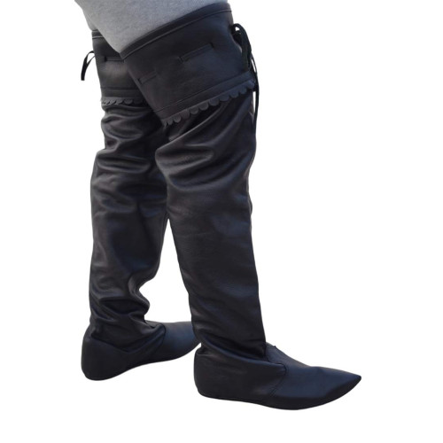 Medieval Leather Boot Female Long Thigh Length